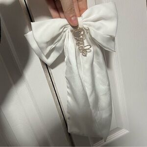 Bride White Hair Bow with Hair clip